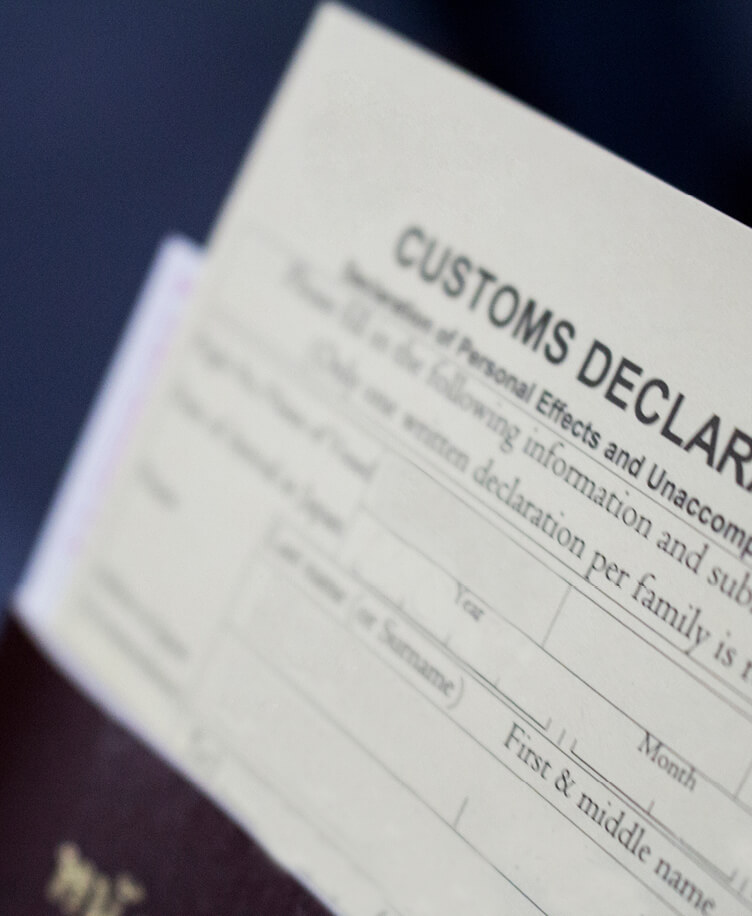 Image of customs declaration form.